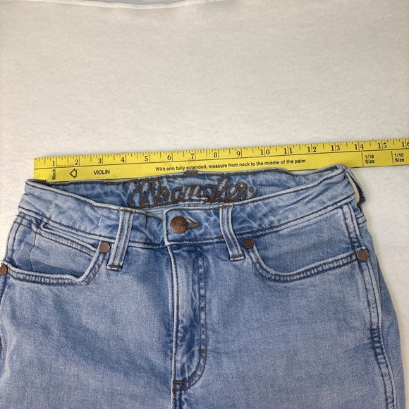 Wrangler Wanderer High Rise Flare Jeans 27x36 Light Wash Boho Retro 1011MPFK1 - Picture 6 of 14